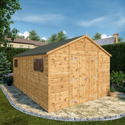 16 x 10 (4.87m x 3.23m) Mercia Premium Shiplap Apex Workshop