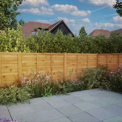 5ft High Forest Contemporary Double-Sided Slatted Fence Panel ...