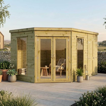 12 x 8 (3.68m x 2.54m) Mercia Corner Summerhouse with Side Shed 12 x 8 (3.68m x 2.54m) Mercia Corner Summerhouse with Side Shed