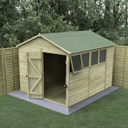 10 x 8 Forest Timberdale 25yr Guarantee Tongue & Groove Pressure Treated Double Door Apex Shed