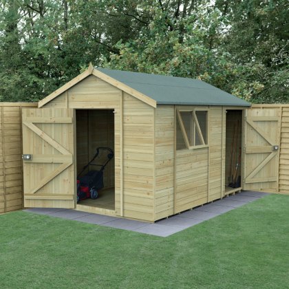 12 x 8 Forest Timberdale Tongue and Groove Apex Shed Single Door Combination