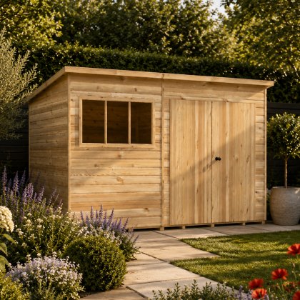 12 x 6 Shire Ranger Premium Pent Shed with Double Doors 12 x 6 Shire Ranger Premium Pent Shed with Double Doors