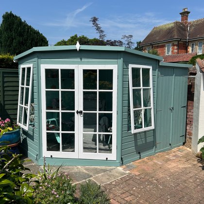8 x 12 Shire Hampton Premium Corner Summerhouse with Side Shed