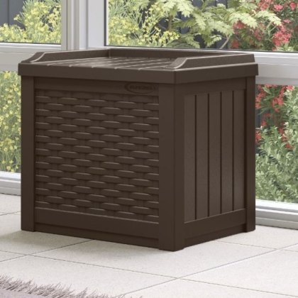 Suncast 22 gallon wicker storage seat new arrivals