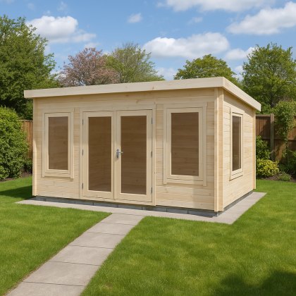 10G x 13 (2.99 x 3.99m) Shire Emneth Pent Log Cabin in 19mm Logs