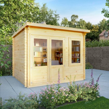 3m x 3m Mercia Elite Pent Log Cabin - 28mm Logs