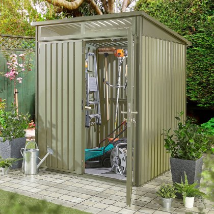 6 x 6 Hex Living Hixon Pent Metal Shed in Sage Green