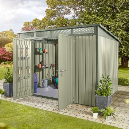 10 x 8 Hex Living Hixon Pent Metal Shed in Sage Green