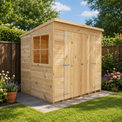 7 x 5 Shire Shiplap Pent Shed with Double Doors