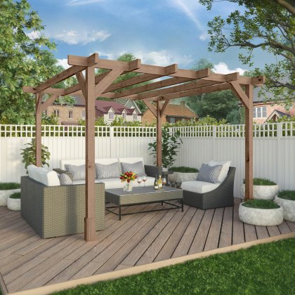 10 x 10 (3.0m x 3.0m) Mercia Traditional Wooden Pergola - Pressure Treated