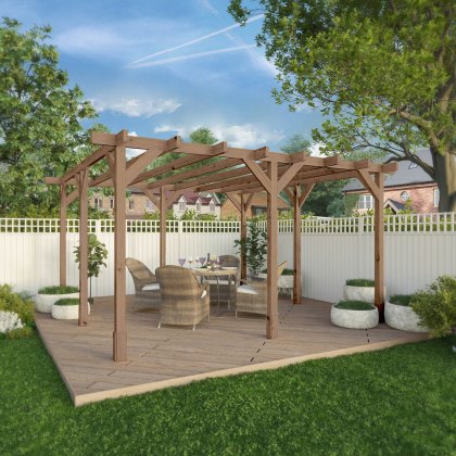 13 x 13 (4.0m x 4.0m) Mercia Traditional Wooden Pergola - Pressure Treated