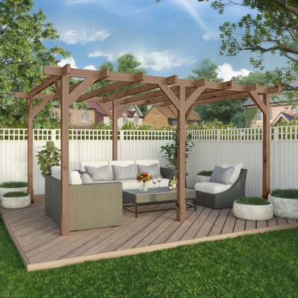 13 x 10 (3.0m x 4.0m) Mercia Traditional Wooden Pergola - Pressure Treated