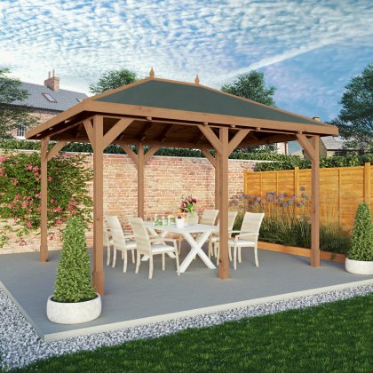 10 x 13 (3m x 4m) Mercia Traditional Wooden Gazebo - Pressure Treated