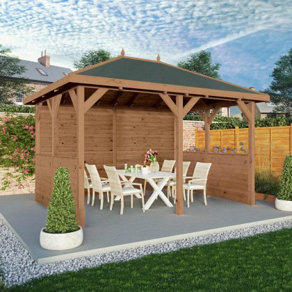 10 x 13 (3m x 4m) Mercia Traditional Wooden Gazebo with Side Panels - Pressure Treated