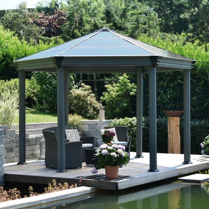 12 x 14 Palram Canopia Roma Grey Hexagonal Garden Gazebo