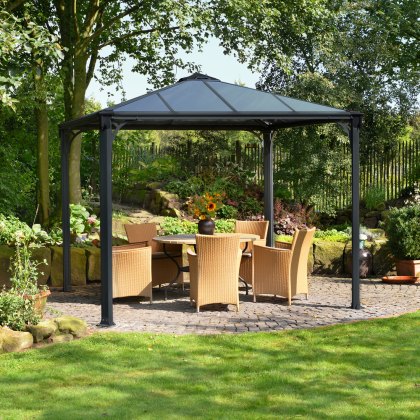 10 x 10 (3m x 3m) Palram Canopia Palermo 3000 Grey Garden Gazebo