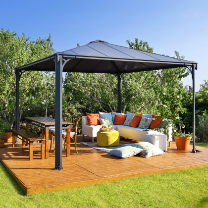 12 x 12 (3.6m x 3.6m) Palram Canopia Palermo 3600 Grey Garden Gazebo