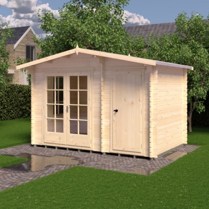 12G x 8 Shire Bourne Log Cabin with Side Shed in 28mm Logs