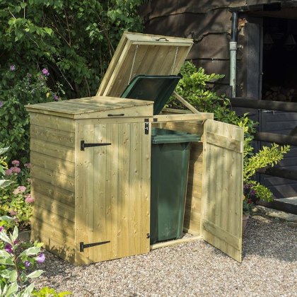Rowlinson Apex Double Wheelie Bin Store With Solid Back - Pressure Treated