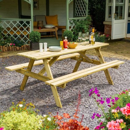 Rowlinson Traditional 8 Seater Picnic Table 1.8m - Pressure Treated