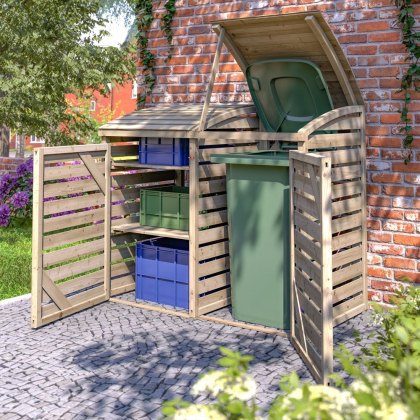 Rowlinson Single Wheelie Bin Store With Box Store - Pressure Treated