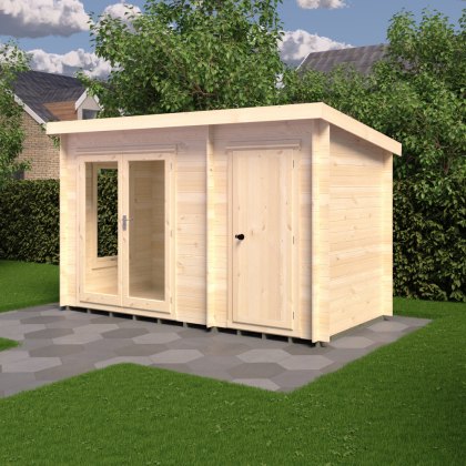 6G x 12 Shire Elm Log Cabin with Side Shed in 19mm Logs