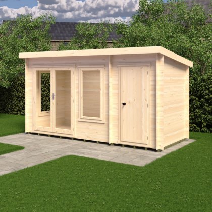 6G x 14 Shire Elm Log Cabin with Side Shed in 19mm Logs