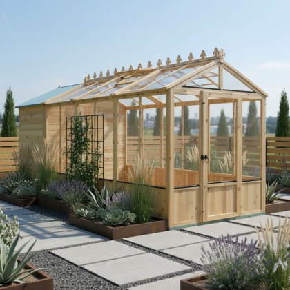 16 x 6 Shire Holkham Combi Greenhouse with Shed