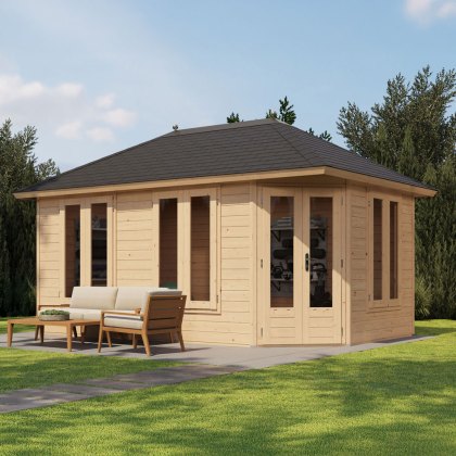 16 x 10 Lugarde Select Falkirk Summerhouse in 44mm Wall Thickness (4.8m x 3m)