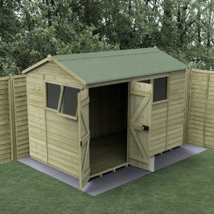 10 x 6 Forest Timberdale Tongue & Groove Pressure Treated Double Door Reverse Apex Shed
