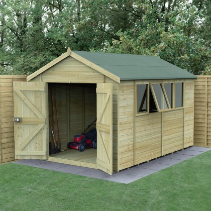 12 x 8 Forest Timberdale Tongue and Groove Apex Shed With Double Doors & Four Windows