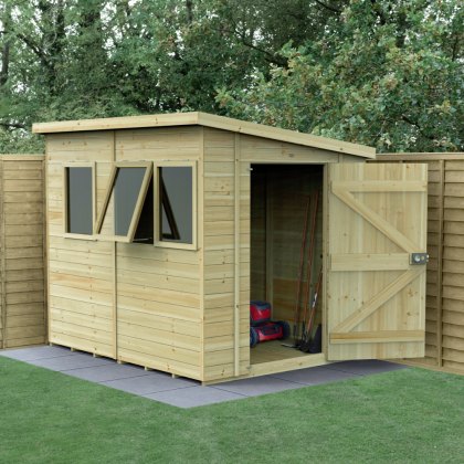 8 x 6 Forest Timberdale Tongue and Groove Pent Shed With 3 Windows