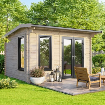 12 x 8 Powersheds Apex Log Cabin In 44mm Log Thickness with uPVC 12 x 8 Powersheds Apex Log Cabin In 44mm Log Thickness with uPVC