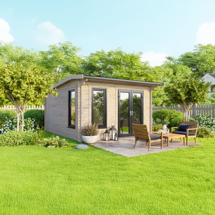 12 x 12 Powersheds Apex Log Cabin In 44mm Log Thickness with uPVC