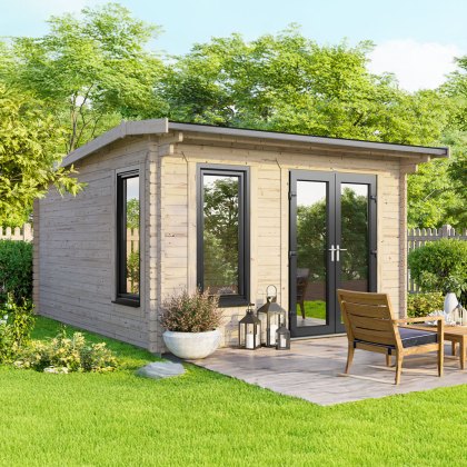 12 x 12 Powersheds Apex Log Cabin In 44mm Log Thickness with uPVC