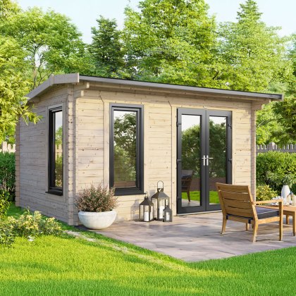 14 x 8 Powersheds Apex Log Cabin In 44mm Log Thickness with uPVC