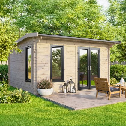 14 x 10 Powersheds Apex Log Cabin In 44mm Log Thickness with uPVC