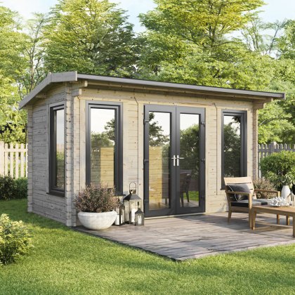 16 x 8 Powersheds Apex Log Cabin In 44mm Log Thickness with uPVC