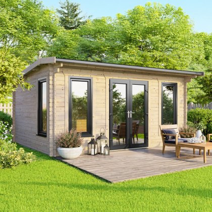 16 x 10 Powersheds Apex Log Cabin In 44mm Log Thickness with uPVC