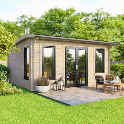 16 x 12 Powersheds Apex Log Cabin In 44mm Log Thickness with uPVC