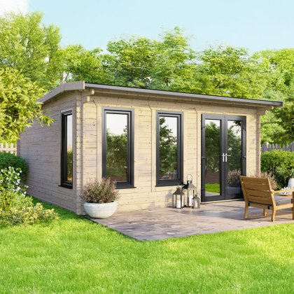 16 x 14 Powersheds Apex Log Cabin In 44mm Log Thickness with uPVC