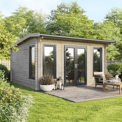 16 x 16 Powersheds Apex Log Cabin In 44mm Log Thickness with uPVC