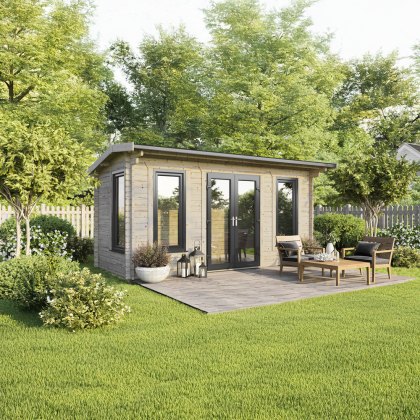 18 x 8 Powersheds Apex Log Cabin In 44mm Log Thickness with uPVC