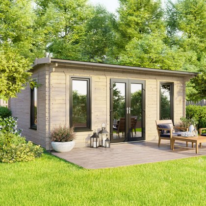 18 x 14 Powersheds Apex Log Cabin In 44mm Log Thickness with uPVC