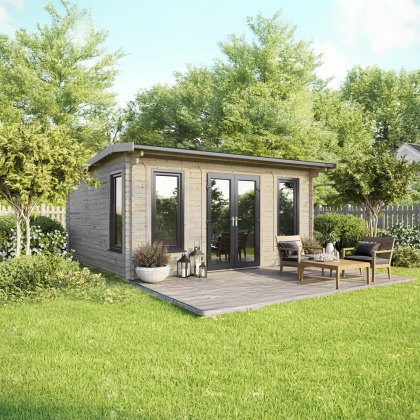 18 x 18 Powersheds Apex Log Cabin In 44mm Log Thickness with uPVC