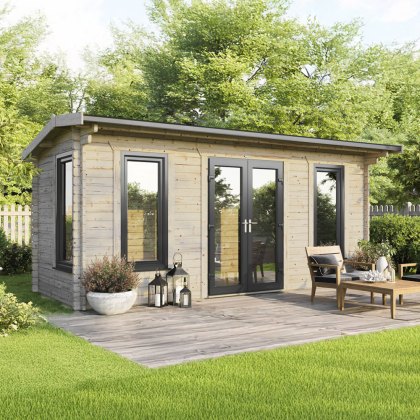 20 x 8 Powersheds Apex Log Cabin In 44mm Log Thickness with uPVC