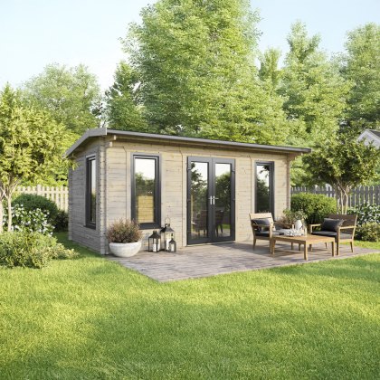 20 x 10 Powersheds Apex Log Cabin In 44mm Log Thickness with uPVC