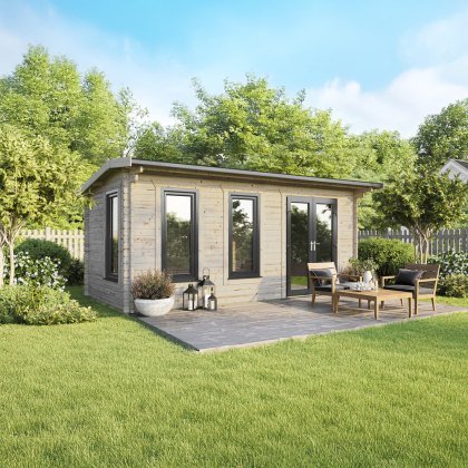 20 x 10 Powersheds Apex Log Cabin In 44mm Log Thickness with uPVC