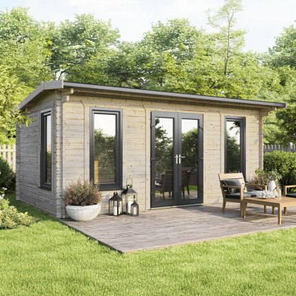 20 x 12 Powersheds Apex Log Cabin In 44mm Log Thickness with uPVC