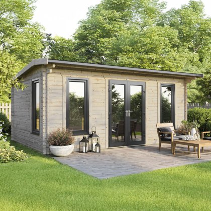 20 x 14 Powersheds Apex Log Cabin In 44mm Log Thickness with uPVC